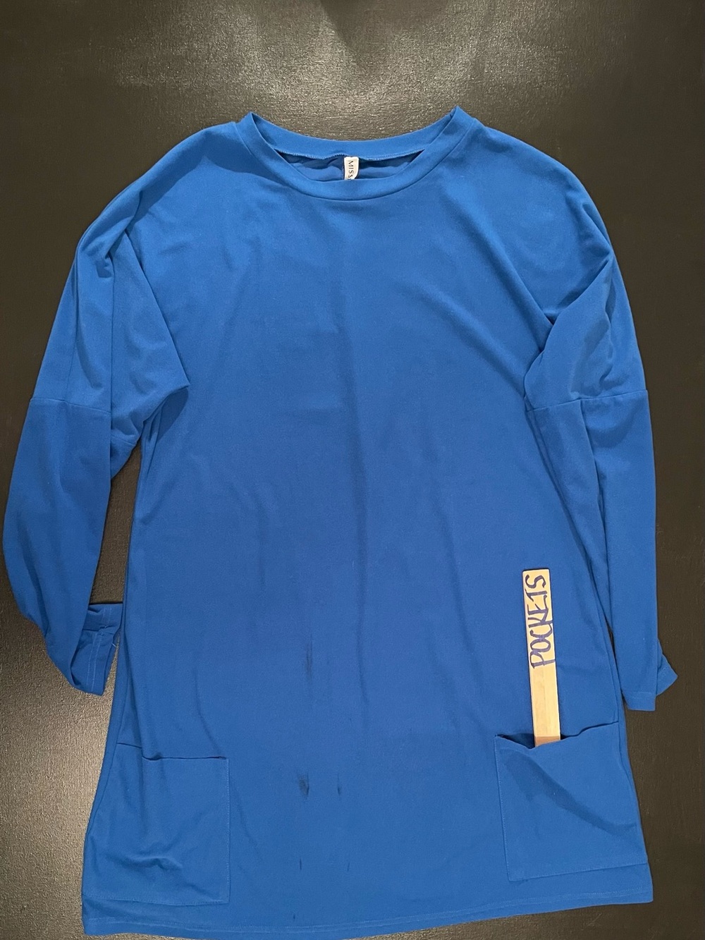 MISSLOOK Royal Blue Long Sleeve Tunic Top with Pockets